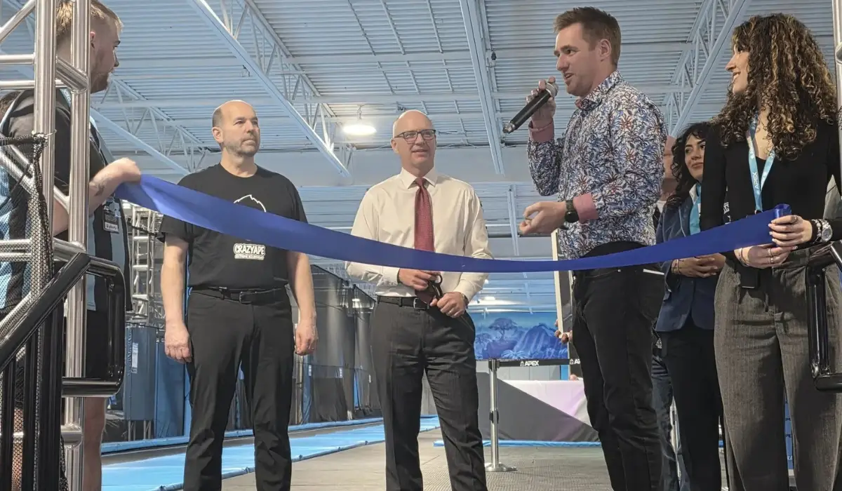 Winnipeg Adventure Park longest indoor trampoline Guinness World Record celebration
