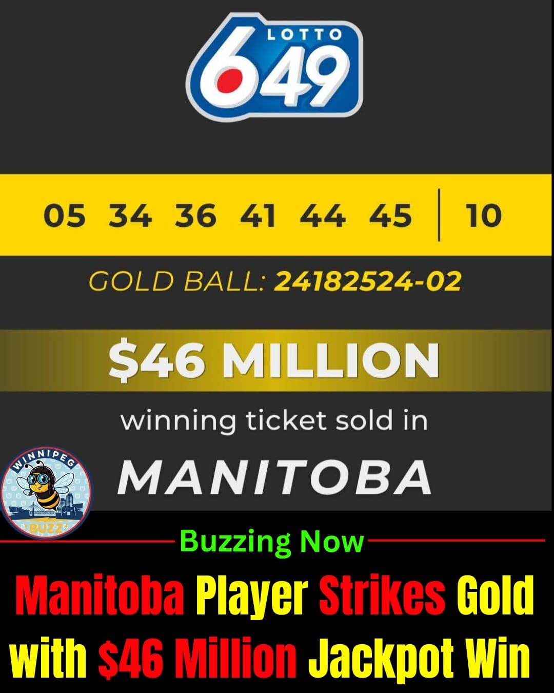 Manitoba Player Wins $46 Million Gold Ball Jackpot as Prize Resets for Next Draw